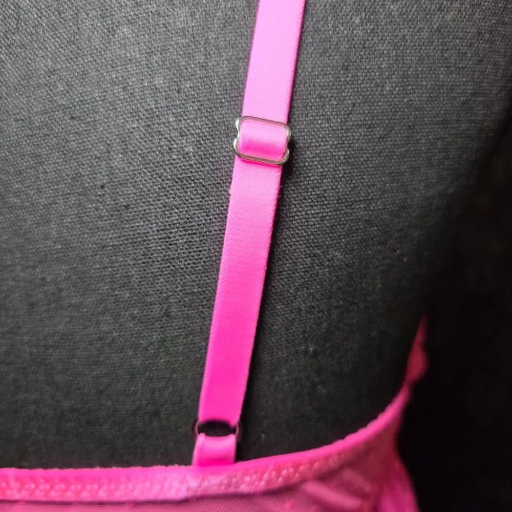 Victoria’s Secret Babydoll Chemise Sheer Neon Pink - Picture 8 of 9